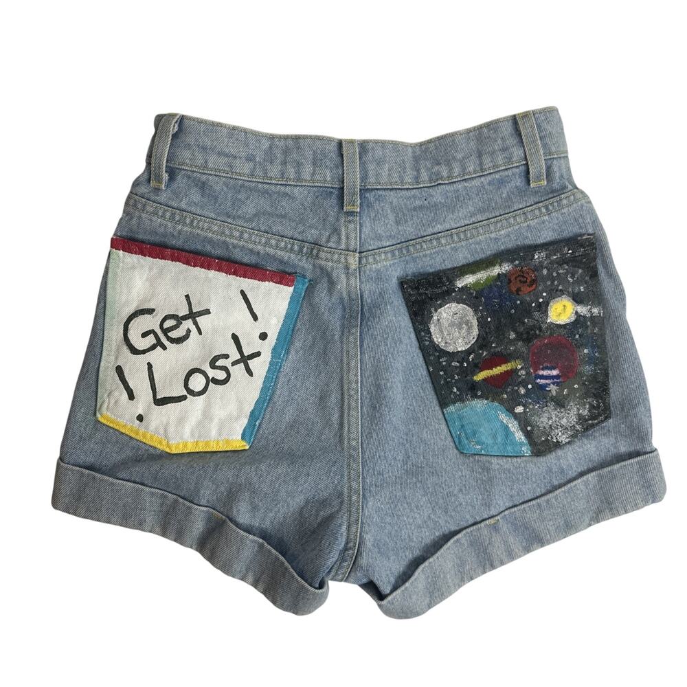 American Apparel Jeans Upcycled Denim Shorts Size 26 High Waist Cuffed USA Artsy